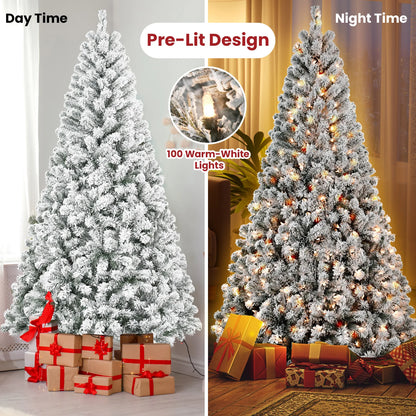 Fluffy & Lush Artificial Pre-lit 6FT Snow Flocked Holiday Tree