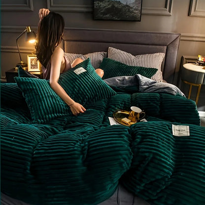 BowLift Corduroy Duvet Cover Set - Ribbed Velvet Plush with 2 Pillowcases, pink corduroy duvet cover with plush ribbed design
