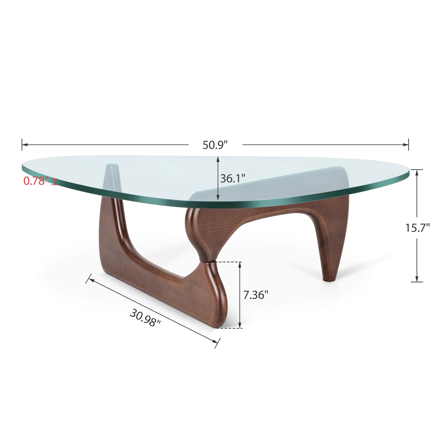 New Design Mid-century Style Triangle Glass Coffee Table
