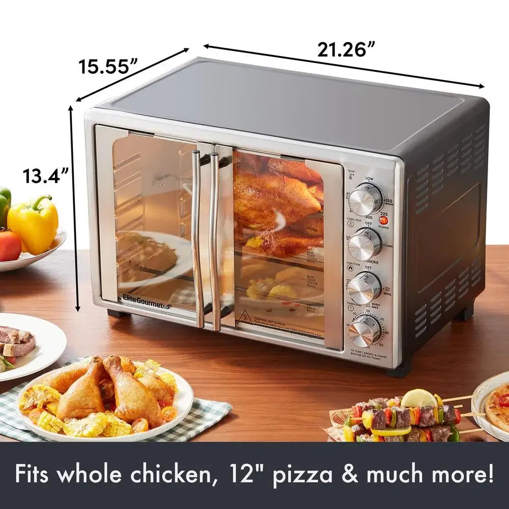 45L Countertop Convection/Rotisserie Oven With French Doors