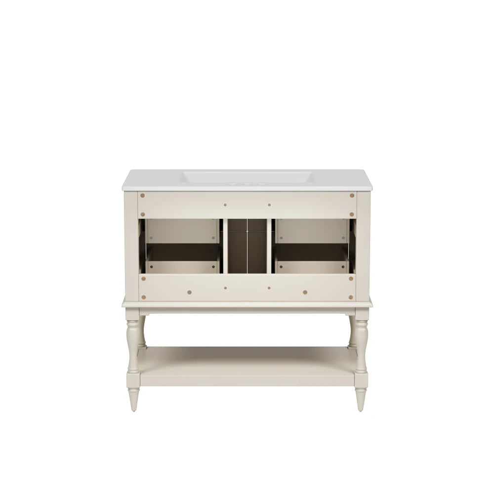 36" Beige Bathroom Vanity w/Ceramic Undermount Sink