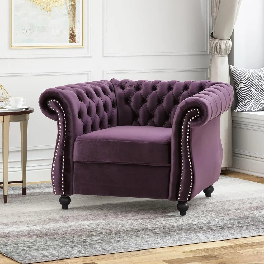 Luxurious Blackberry Velvet Chesterfield Chair
