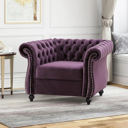 Luxurious Blackberry Velvet Chesterfield Chair