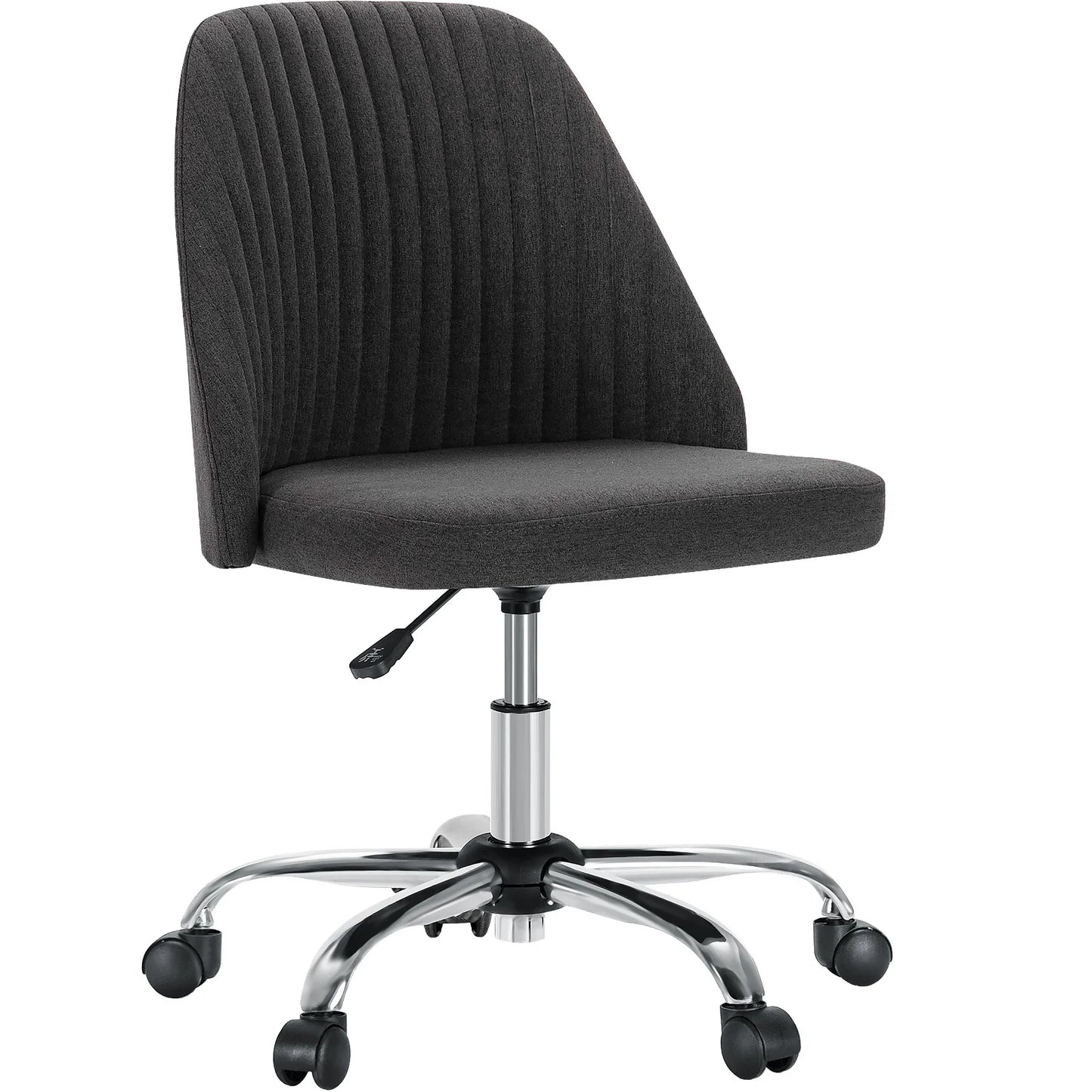 Front angle of the Modern Mid-Back Armless Fabric Office Chair emphasizing its modern vibe, perfect for any home office as an armless office chair.