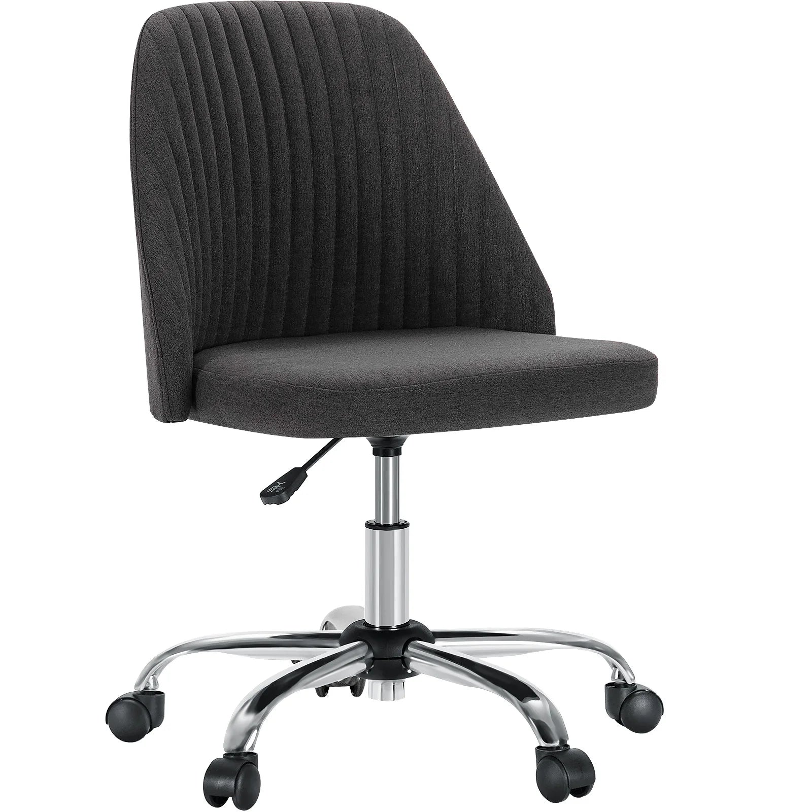 Front angle of the Modern Mid-Back Armless Fabric Office Chair emphasizing its modern vibe, perfect for any home office as an armless office chair.