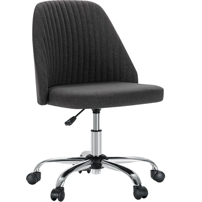 Front angle of the Modern Mid-Back Armless Fabric Office Chair emphasizing its modern vibe, perfect for any home office as an armless office chair.