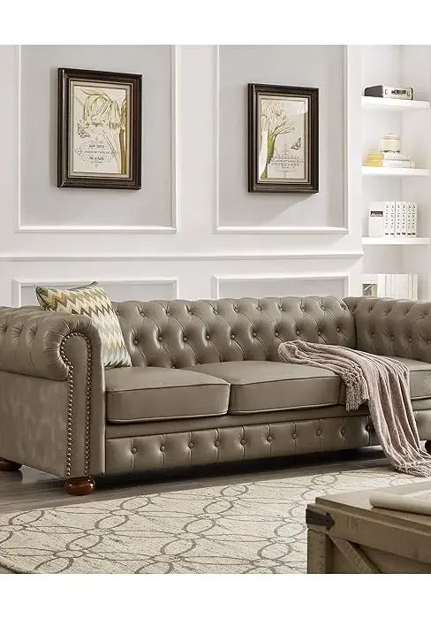 Classic & Luxurious 3-Seater Chesterfield Sofa w/Nailhead Trim