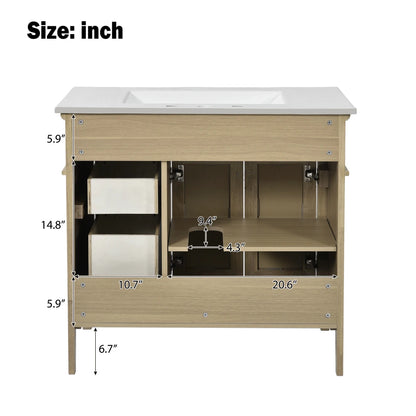 Classic & Elegant 36" Bathroom Vanity with Ceramic Sink