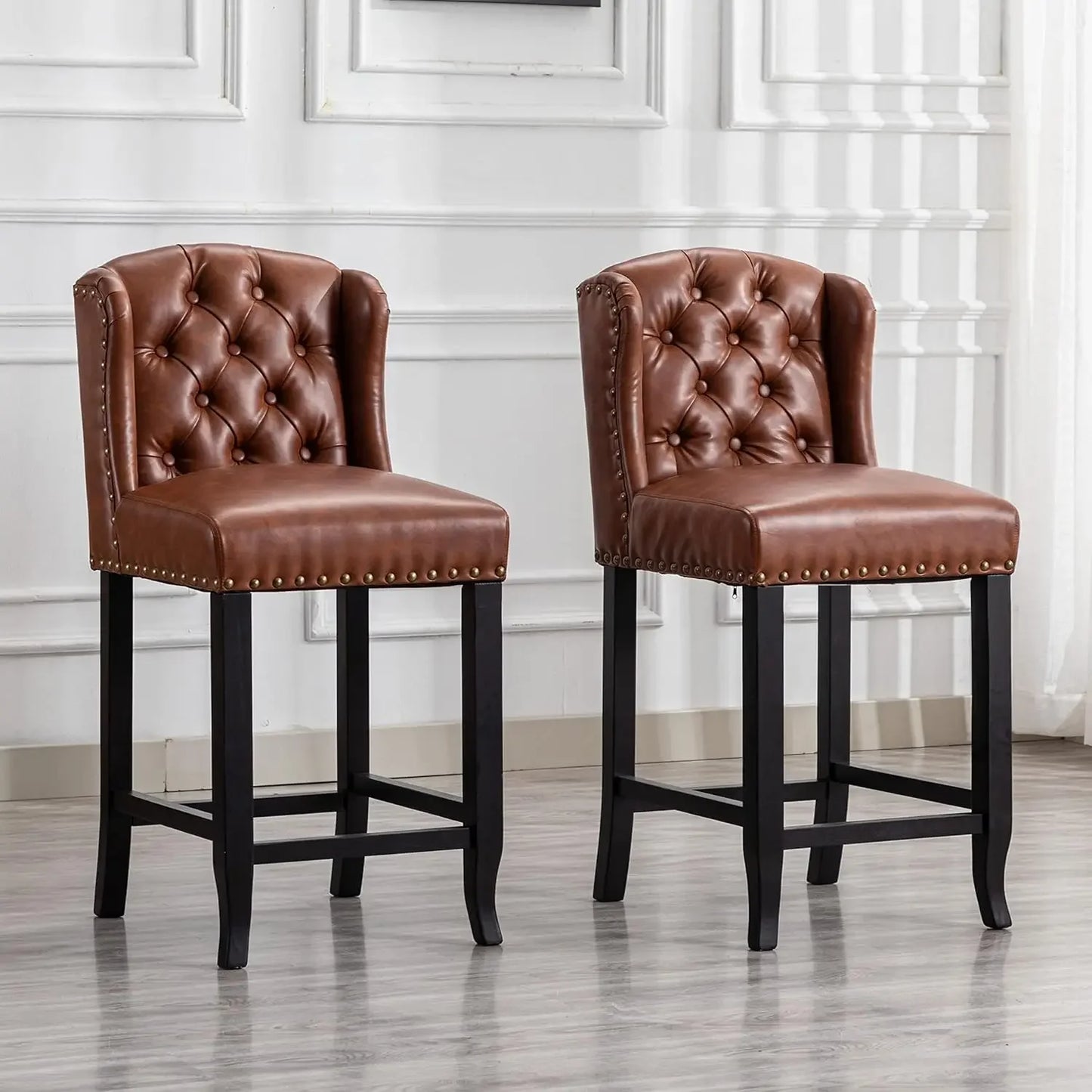 26" Tufted Upholstered Counter Height Bar Stool