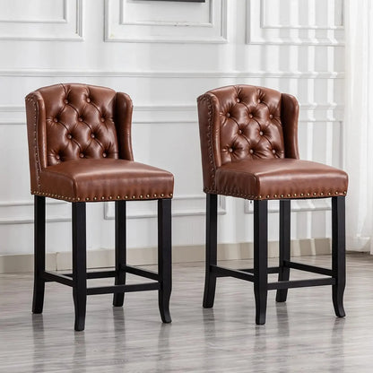 26" Tufted Upholstered Counter Height Bar Stool