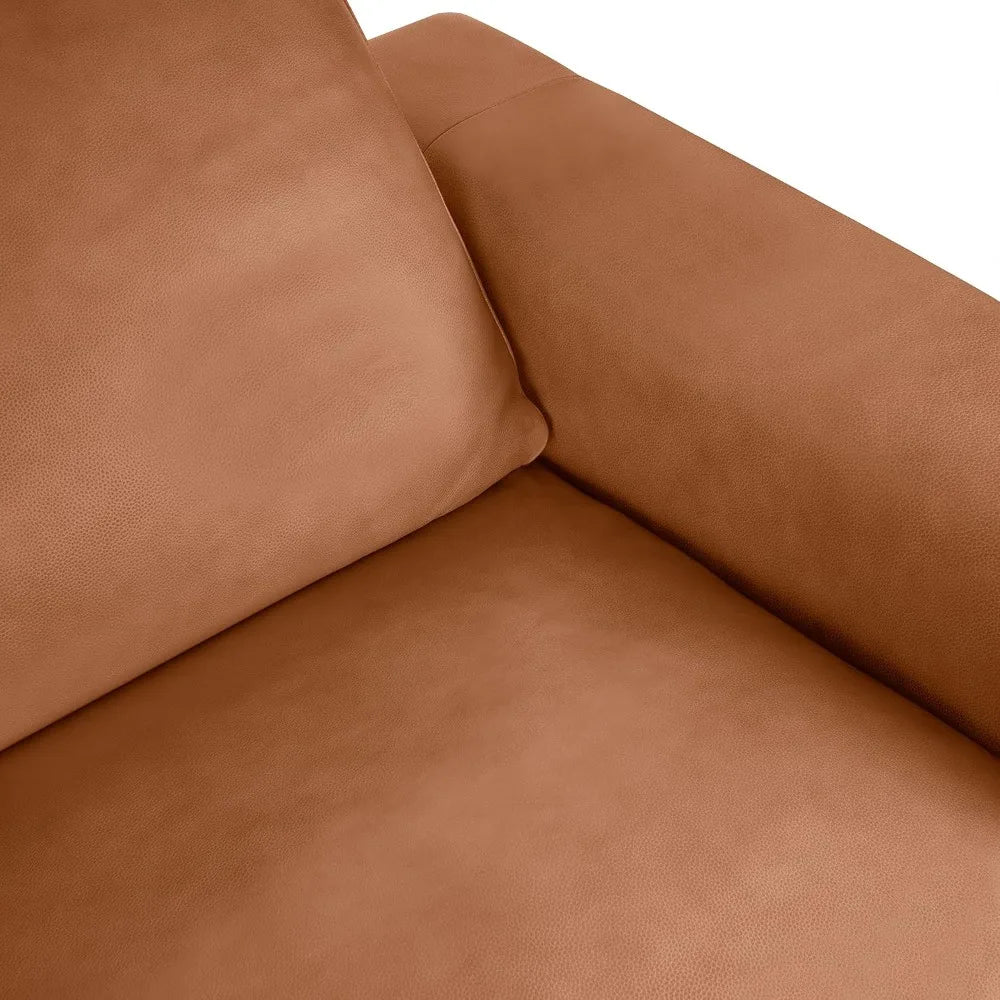 Modern Genuine Leather Mini Loveseat Sofa