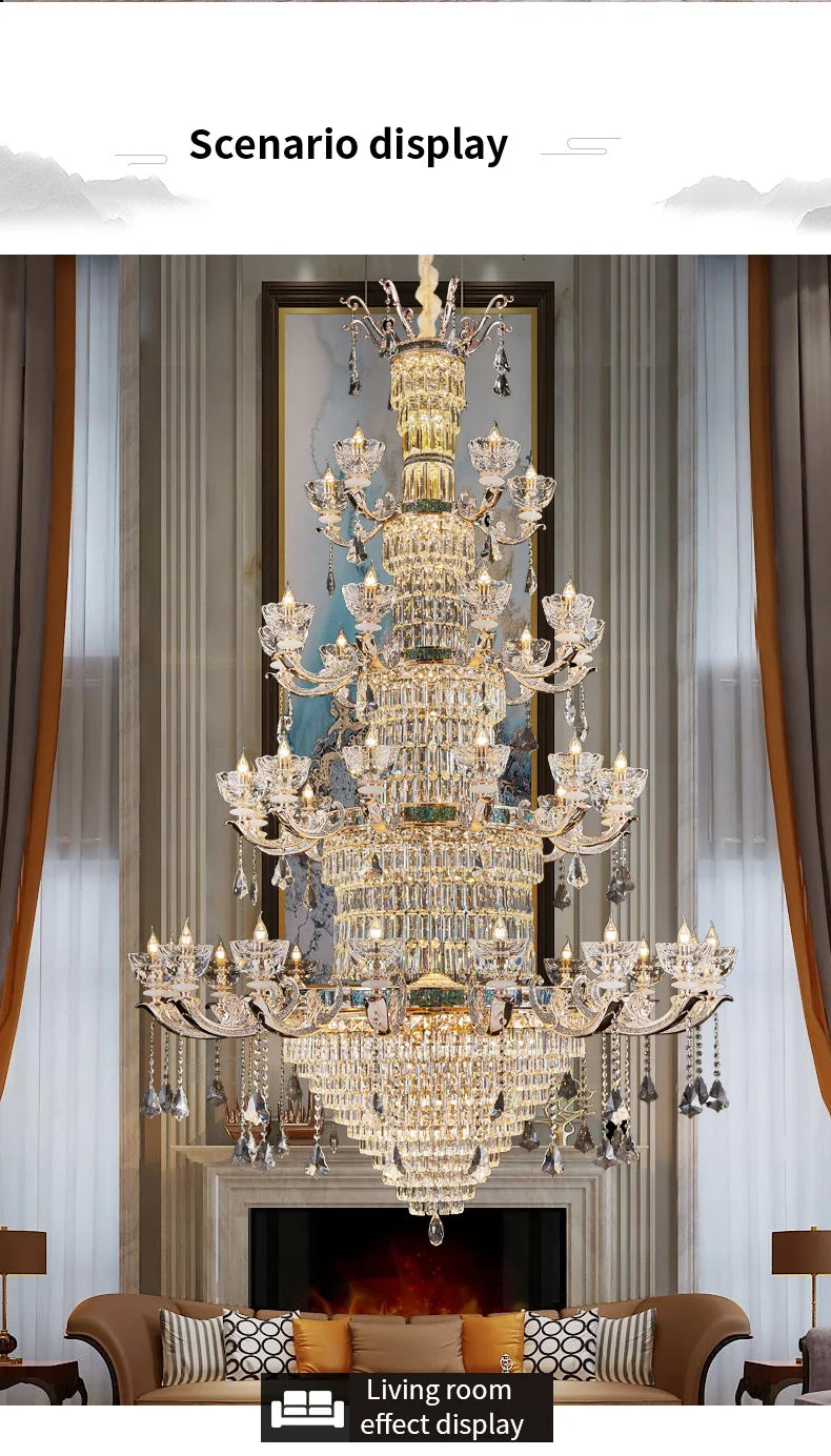 Traditional European Aesthetic Style Chain Pendant Crystal Chandelier 