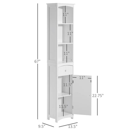 67" Tall Slim Bathroom Storage Cabinet 