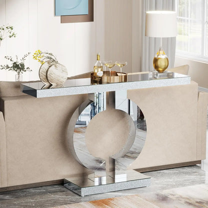 Modern Mirrored Rectangular Accent Table for Living Room, Hallway, Foyer 