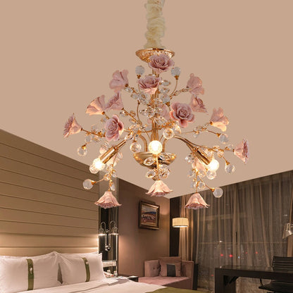 European Court Style LED Crystal Chandelier-Modern Rose Decoration