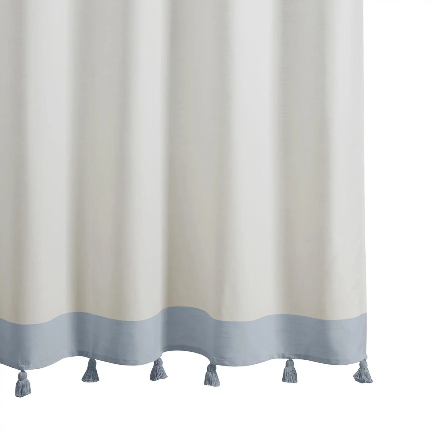 My Texas House Light Blue Tassel Fabric Shower Curtain
