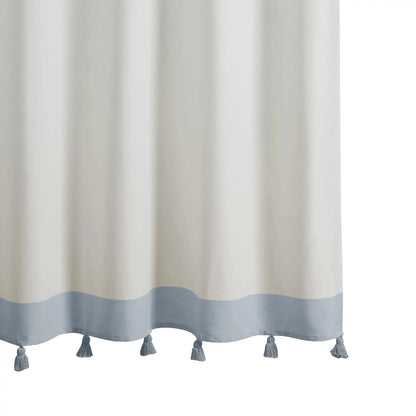 My Texas House Light Blue Tassel Fabric Shower Curtain