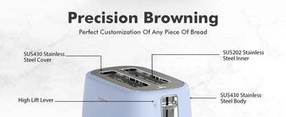 Blue Large-Slot 2-Slice Toaster w/Auto Shut-off