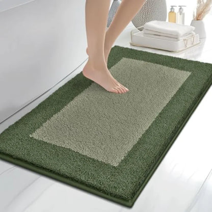 Extra Soft Absorbent Two-toned Olive Green & Sage Bathroom Rug