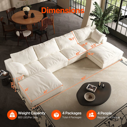 Modern U-shaped Convertible Sofa w/Ottoman