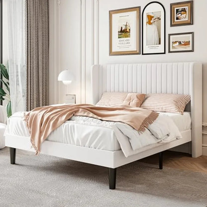 Luxury Velvet Wingback Bed Frame showcasing plush tufted design, perfect for modern elegance in bedrooms.