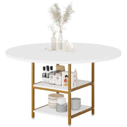 47" Round Solid Wood Dining Table for 4
