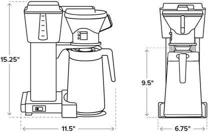 European Style Coffee Brewer w/40 oz Stainless Steel Thermal Carafe