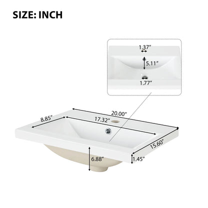 Modern 20" Freestanding Bathroom Vanity w/Drop-in Sink