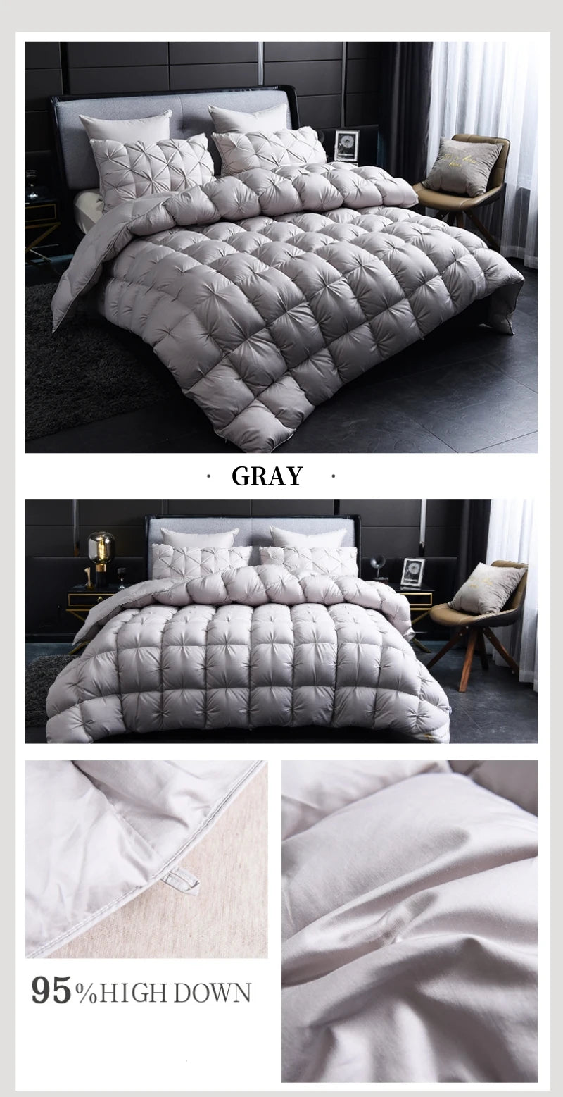 Luxurious White Goose Down Comforter available in Pink, ideal for a cozy and stylish bedroom.