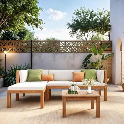 Outdoor L-shaped Sectional Sofa Set w/Coffee