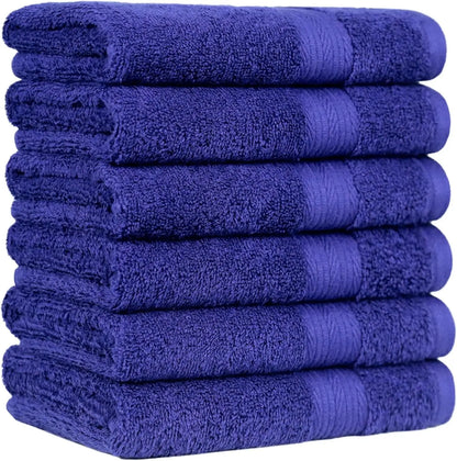 The Luxury 6-Piece Cotton Bath Towel Set arranged neatly, showcasing its premium quality and color options. Luxury cotton towel set.