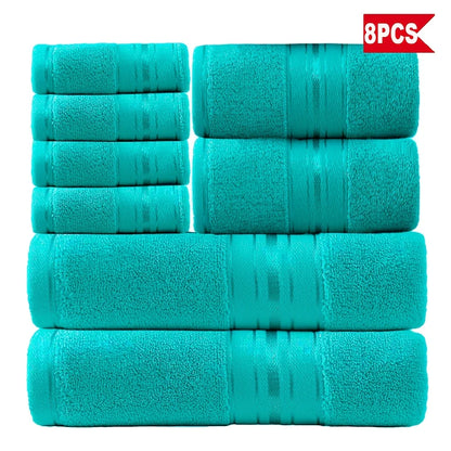 Luxury Cotton Bath Towel Set in a coordinated colorway, perfect for a spa-inspired bathroom retreat.