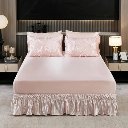 Aesthetic 10-piece King Size Pink Satin Comforter Set