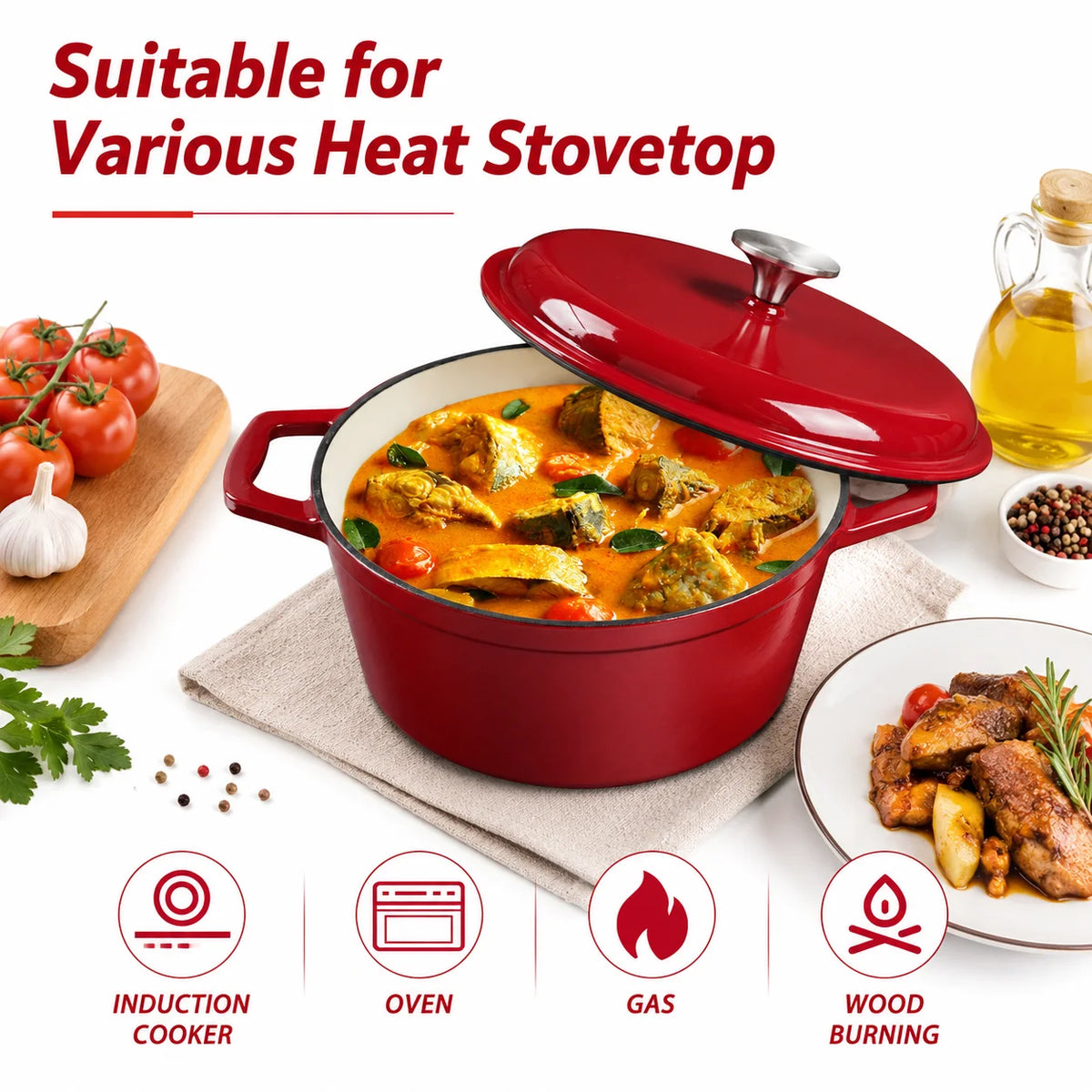 4.75-Quart Enameled Cast Iron Dutch Oven with Lid, Induction & Oven Safe — durable enameled cast iron dutch oven cookware