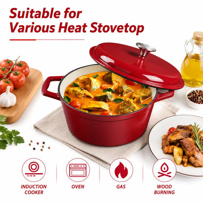 4.75-Quart Enameled Cast Iron Dutch Oven with Lid, Induction & Oven Safe — durable enameled cast iron dutch oven cookware