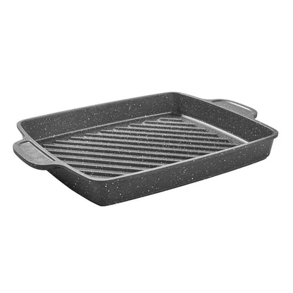 Versatile Cast Aluminum Nonistick Steak Pan12 Inch Square Non-Slip Handle Cast Aluminum Steak Pan Non-Stick Coating Rapid Heat Distribution Oven Safe Dishwasher Safe Easy