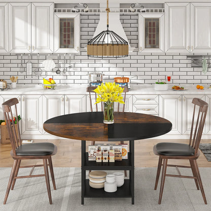 47" Round Solid Wood Dining Table for 4