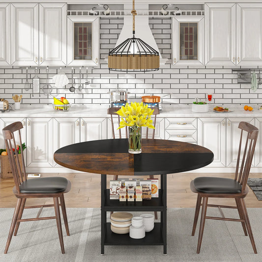 47" Round Solid Wood Dining Table for 4