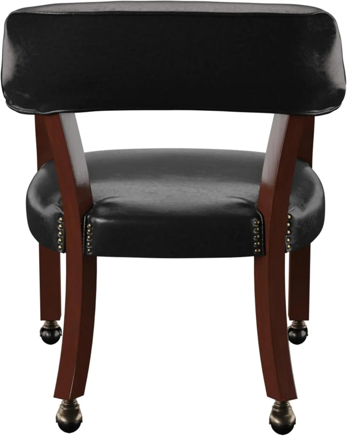 Upholstered Solid Black Arm Dining Chair w/Casters & Nailhead Trim