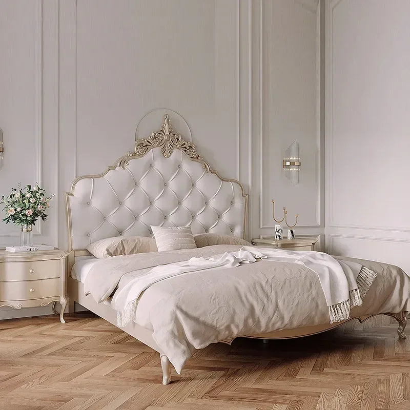 Luxurious Vintage European Wood Bed w/Nightstands