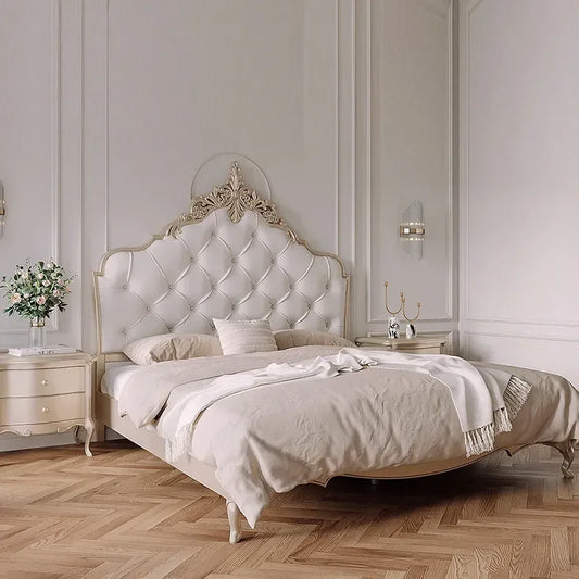 Luxurious Vintage European Wood Bed w/Nightstands