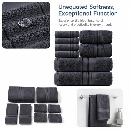 Plush and stylish 8-Piece Cotton Bath Towel Set in light grey, adding luxury to your daily routine.