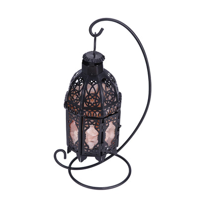 Vintage Iron Frame Natural Crystal Salt Rock Lamp