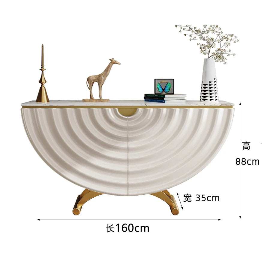 Modern, Luxurious & Stylish Semi-Circular Entrance Table w/Faux Marble Top
