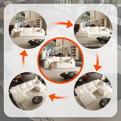 Modern U-shaped Convertible Sofa w/Ottoman