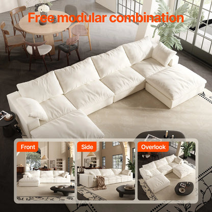 Modern U-shaped Convertible Sofa w/Ottoman