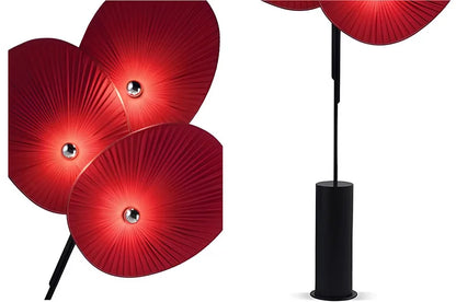 Elegant Modern Triple Floral Floor Lamp illuminating an art-filled home office.