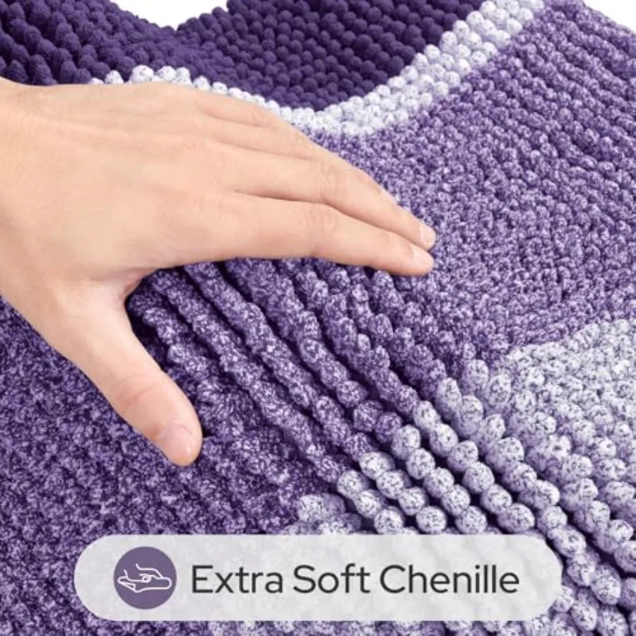 Luxurious purple Chenille Bath Mats, 2-Piece Set providing a spa-like experience in your bathroom.