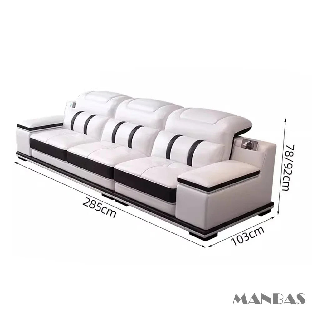 Modern Italian Genuine Leather Living Room Sofa Set