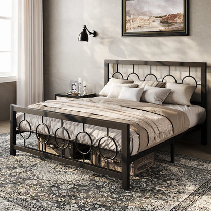 Under-Bed Storage Space of a Vintage Modern Bed Frame made from durable metal, combining utility with style.